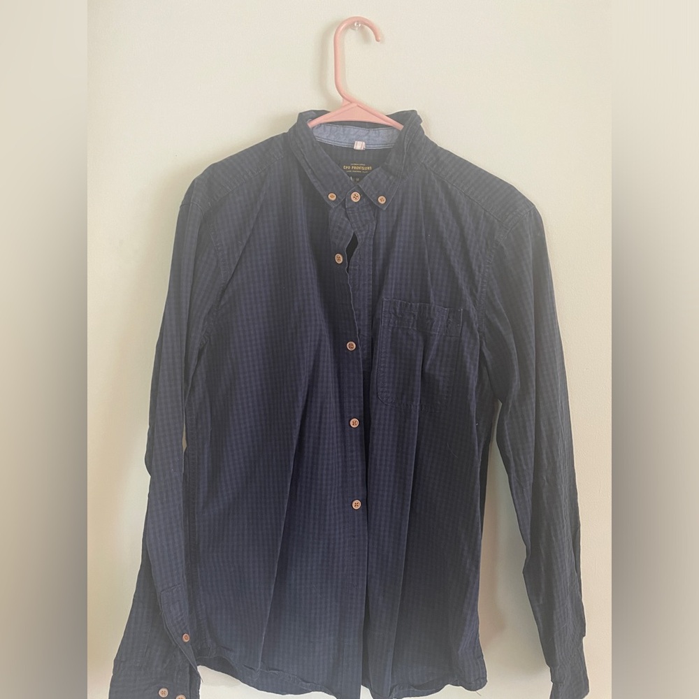 CPO provisions blue and black button down urban outfitters